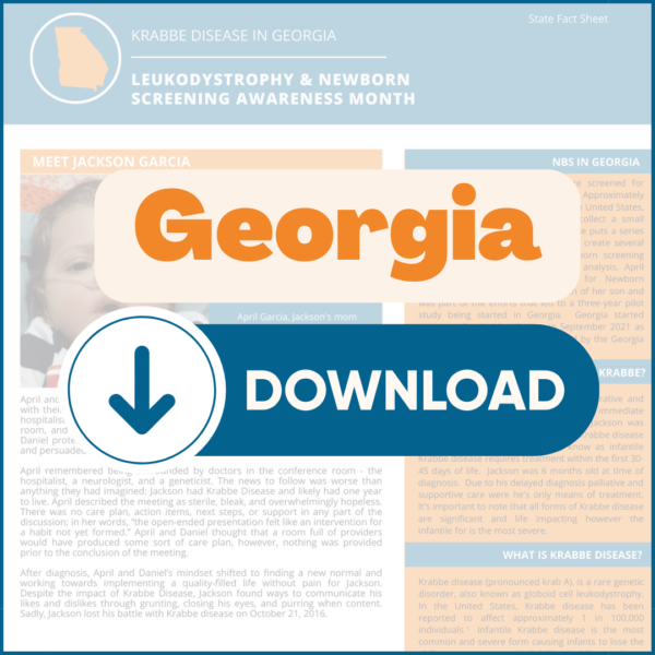 2023 Hoja Informativa de Pruebas de Detección en los Recién Nacidos para la enfermedad de Krabbe en Georgia