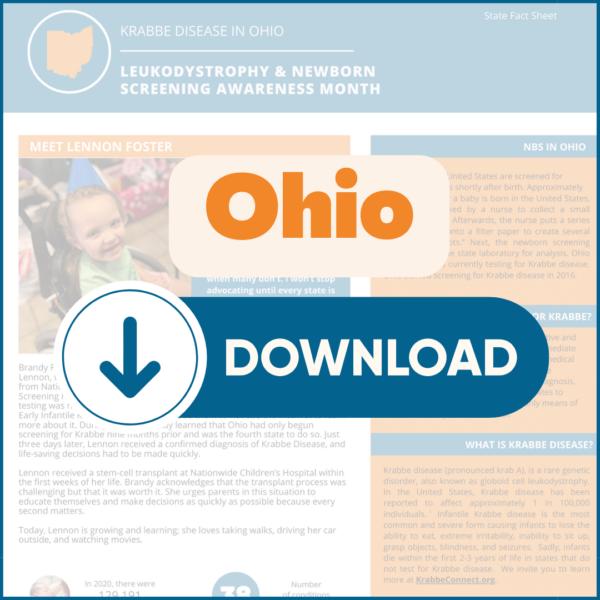 2023 Hoja Informativa de Pruebas de Detección en los Recién Nacidos para la enfermedad de Krabbe en Ohio