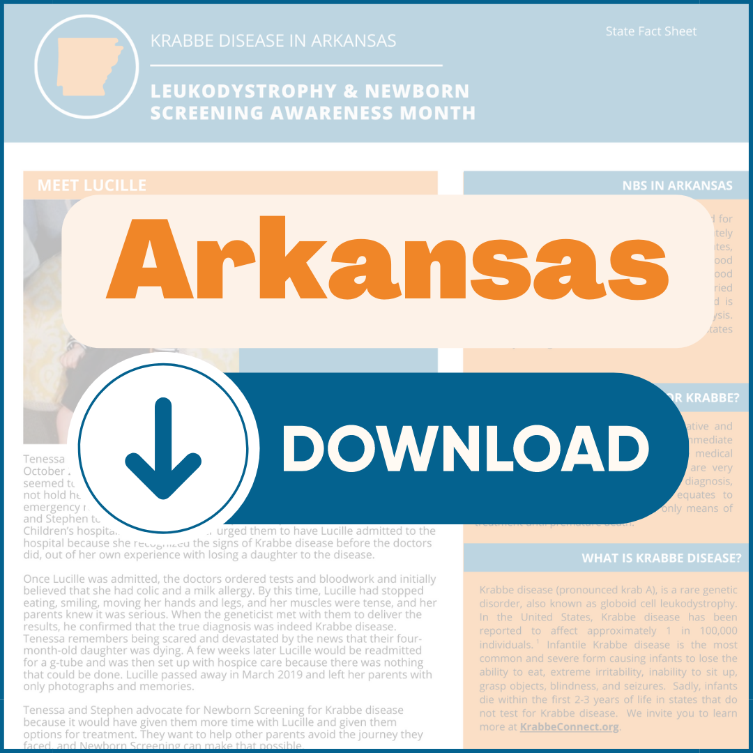 2023 Hoja Informativa de Pruebas de Detección en los Recién Nacidos para la enfermedad de Krabbe en Arkansas