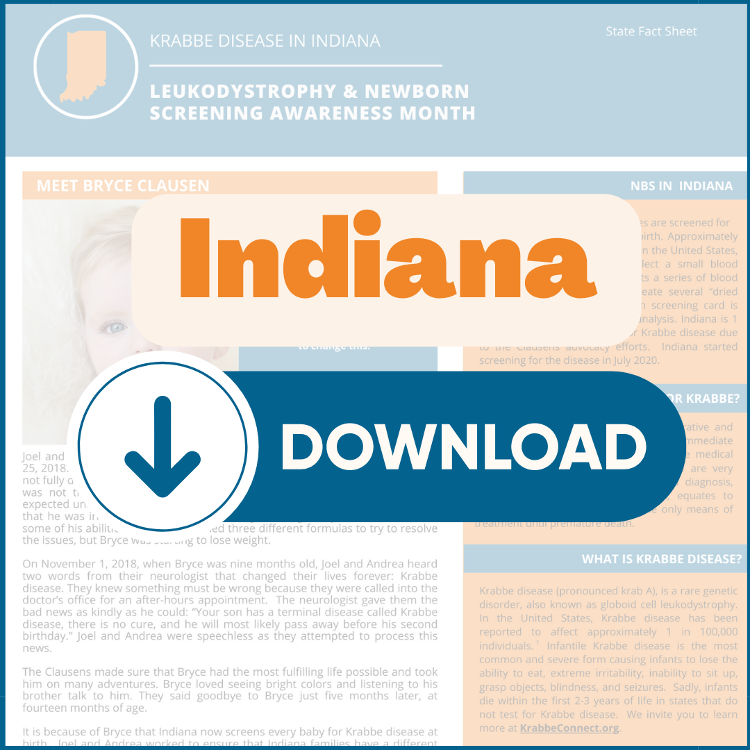 2023 Hoja Informativa de Pruebas de Detección en los Recién Nacidos para la enfermedad de Krabbe en Indiana