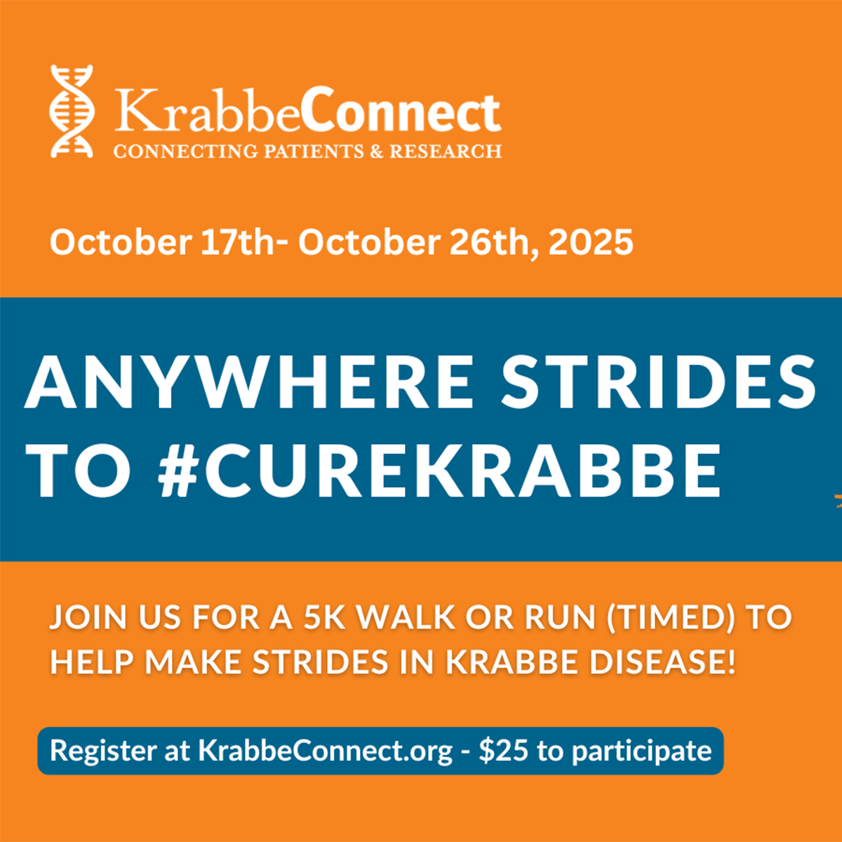 2025 Anywhere Strides 5k Walk/Run to #curekrabbe! - KrabbeConnect - Krabbe Disease Events