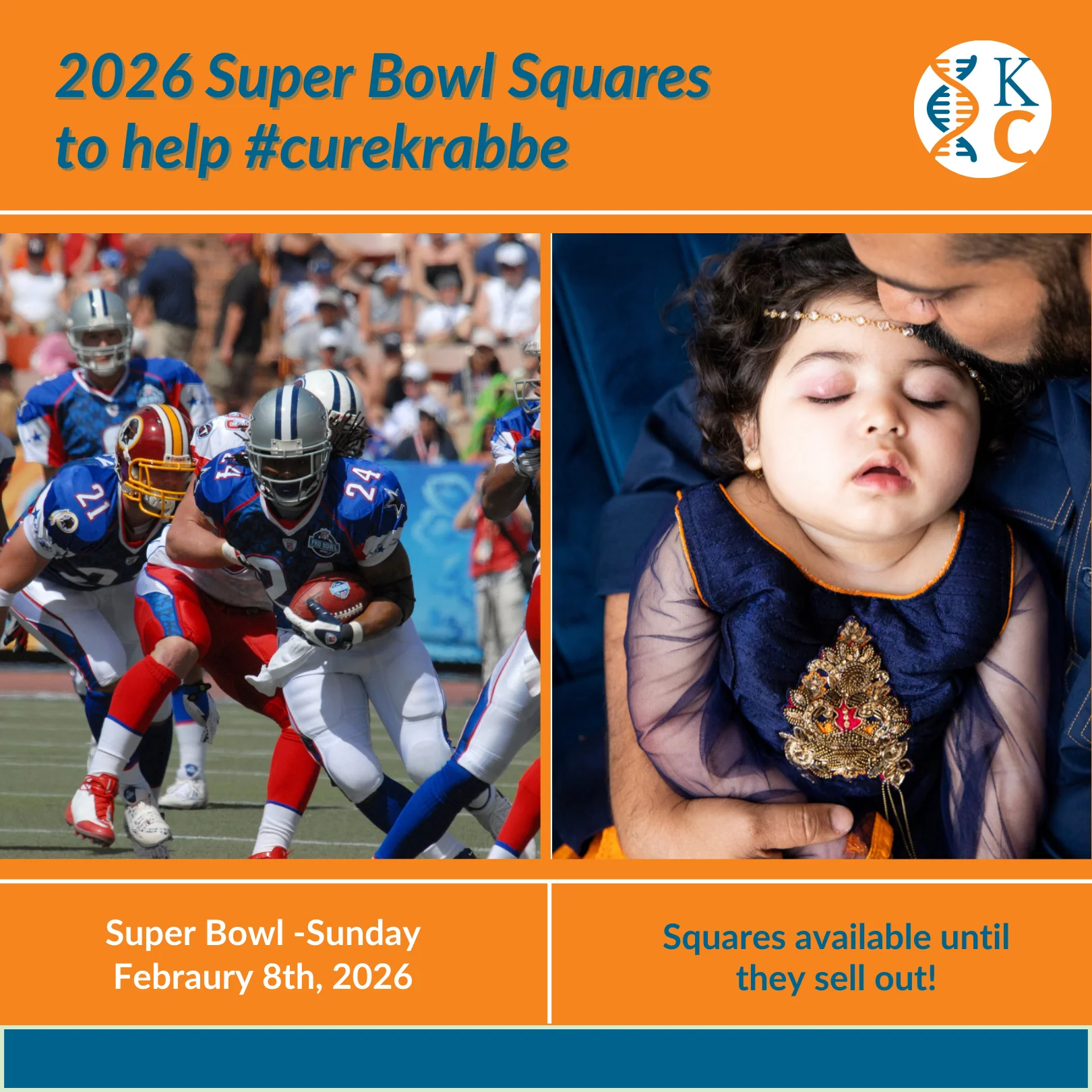 2026 Super Bowl Square Challenge - KrabbeConnect - Krabbe Disease Events